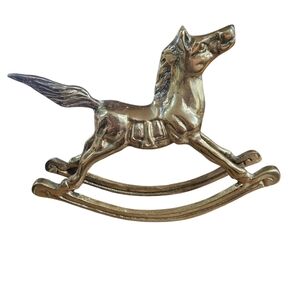 Vintage MCM Brass Rocking Horse SOLID